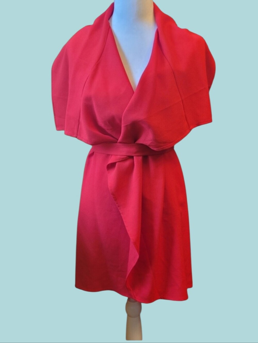 NWOT Revamped Red Sleeveless Tie-Waist Mini Wrap-Dress